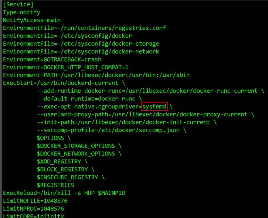 Docker service configuration file